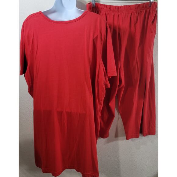 Roaman's Red White Blue Stars 2 Piece Outfit 1X 22W 24W Plus Lightweight Cropped - Picture 3 of 6